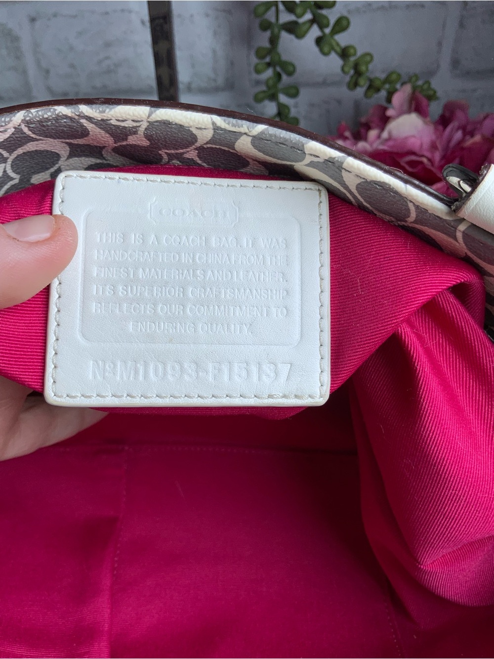 Coach Gray Signature Tote with Pink Center Stripe - Picture 8 of 13